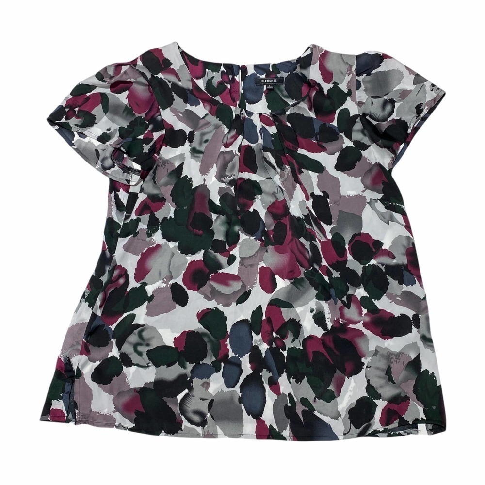 ELEMENTZ Multicolored Short Sleeve Pleated Blouse
